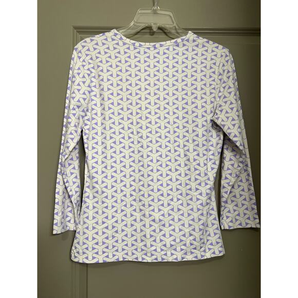 J. McLaughlin Purple & White Patterned Blouse - Size Small - Picture 5 of 5
